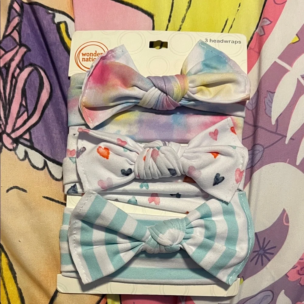 🔥 Wonder Nation Kids Headwrap Set - Pastel, White, Blue 🔥